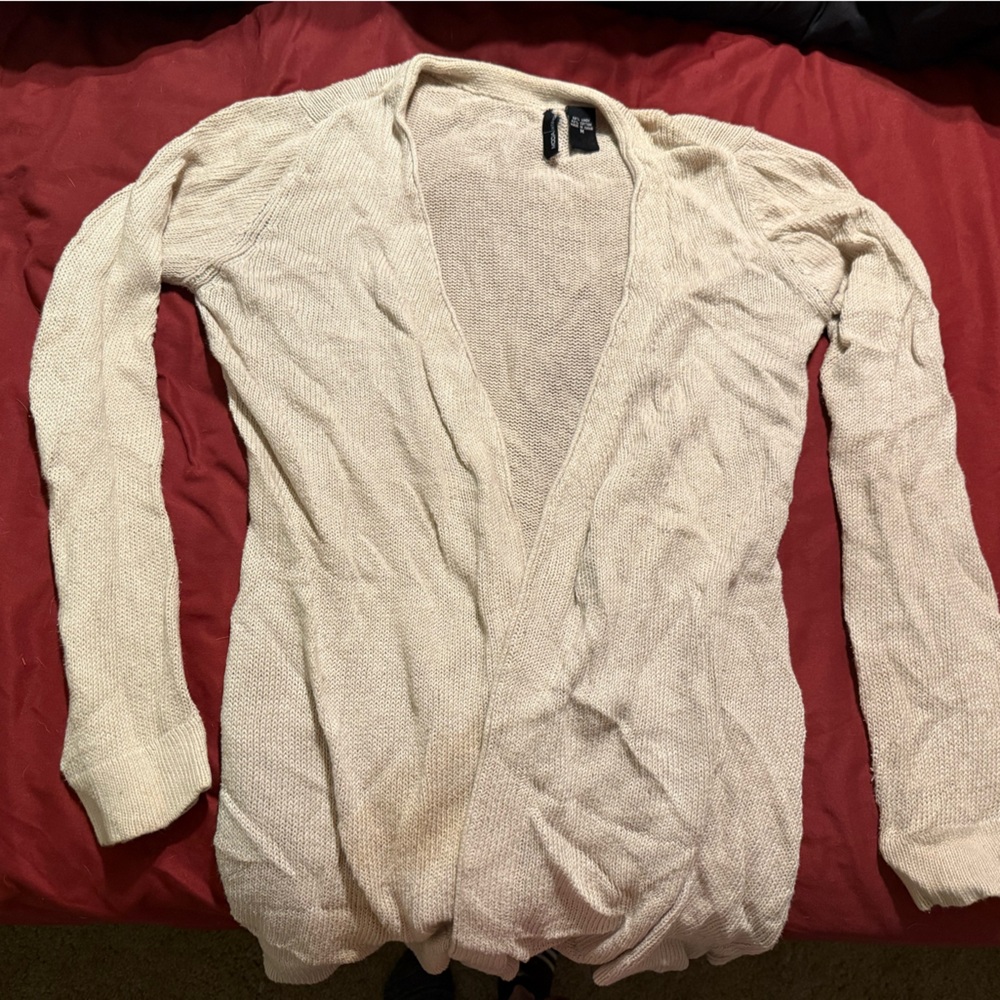 Moda International Cream Open-Front Cardigan